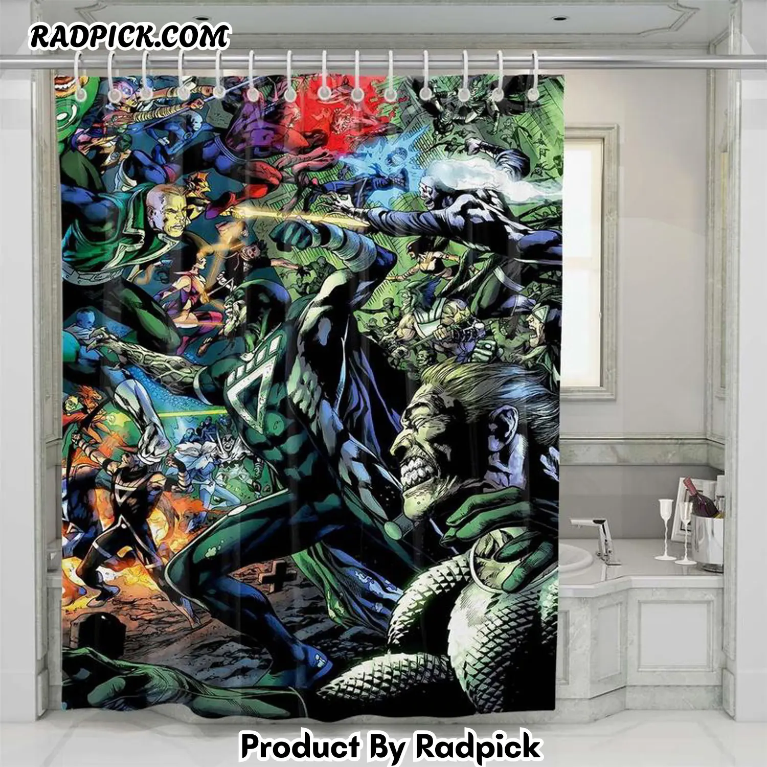 Villains dc comics war shower curtain set bathroom set for bathroom decor best gift for bestie rp38723